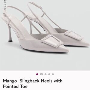 Mango Gray Slingback Heels with Stud Accents